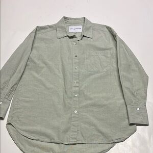 Lola River women’s linen light green button down shirt size S
